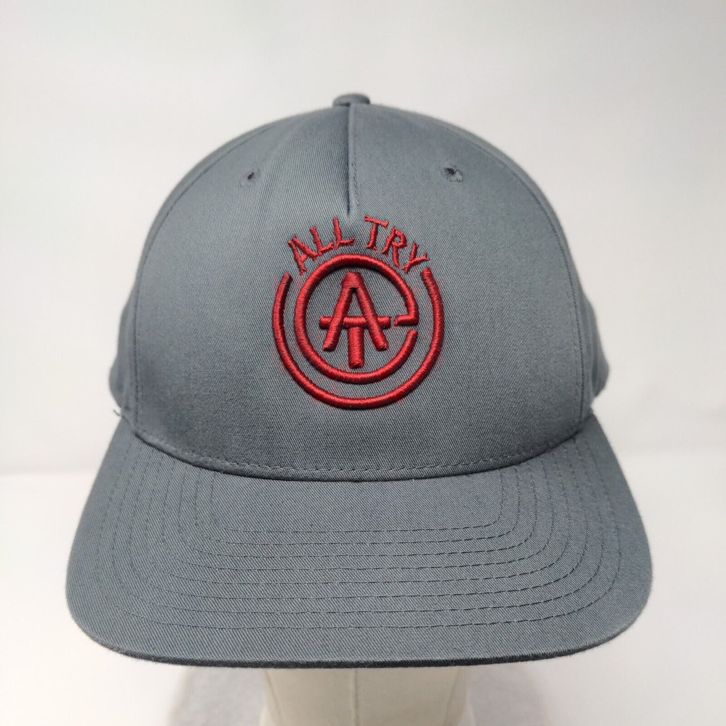 All Try Snapback Hat Gray One Size Adjustable Embroidered 6 Panel Richardson