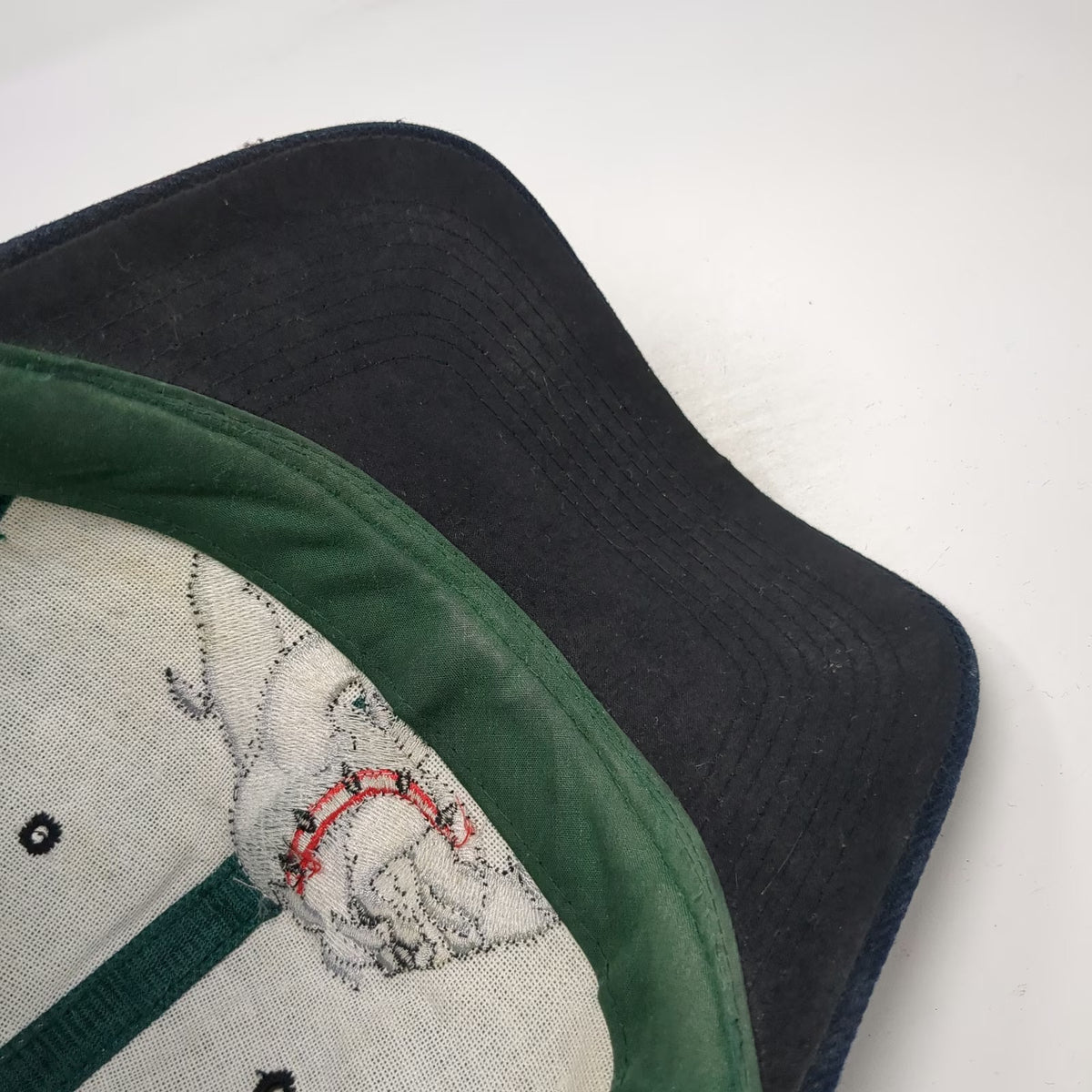 Baseball Cap Green Blue OS Bulldog Mascot Embroidered Hat Strapback Two Tone