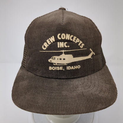 Crew Concepts Inc Boise Idaho Snapback Trucker Hat Brown OS Mesh Back Sportcap