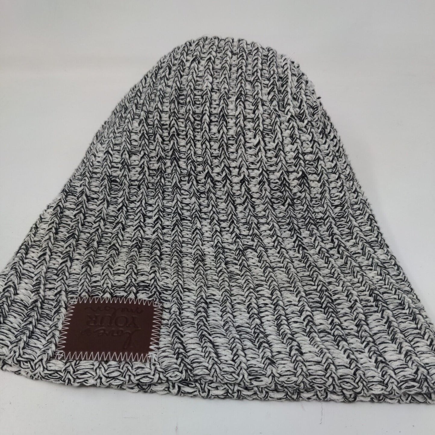 Love Your Melon Beanie Hat Multicolor One Size Hand Knitted Faux Fur Pom Pom