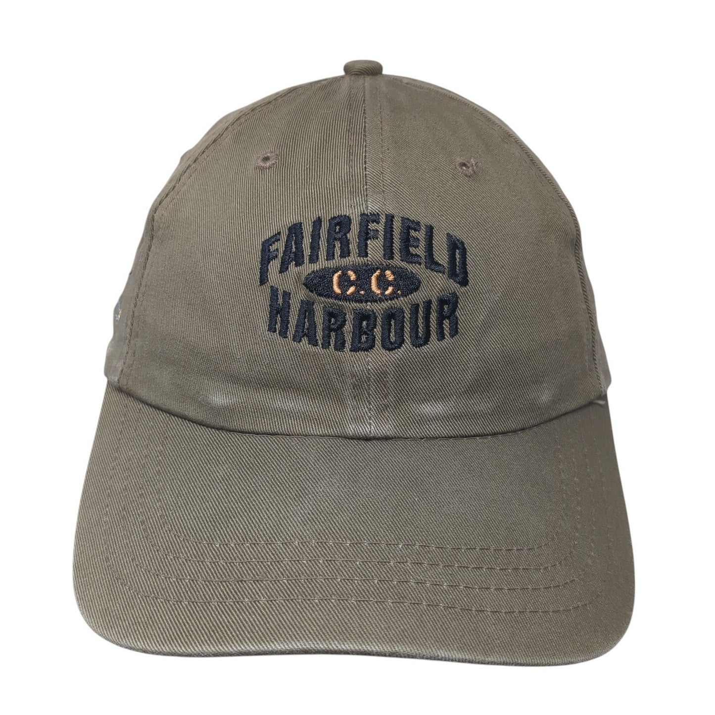 Fairfield Harbour C.C. Slideback Hat Brown One Size Embroidered Ahead