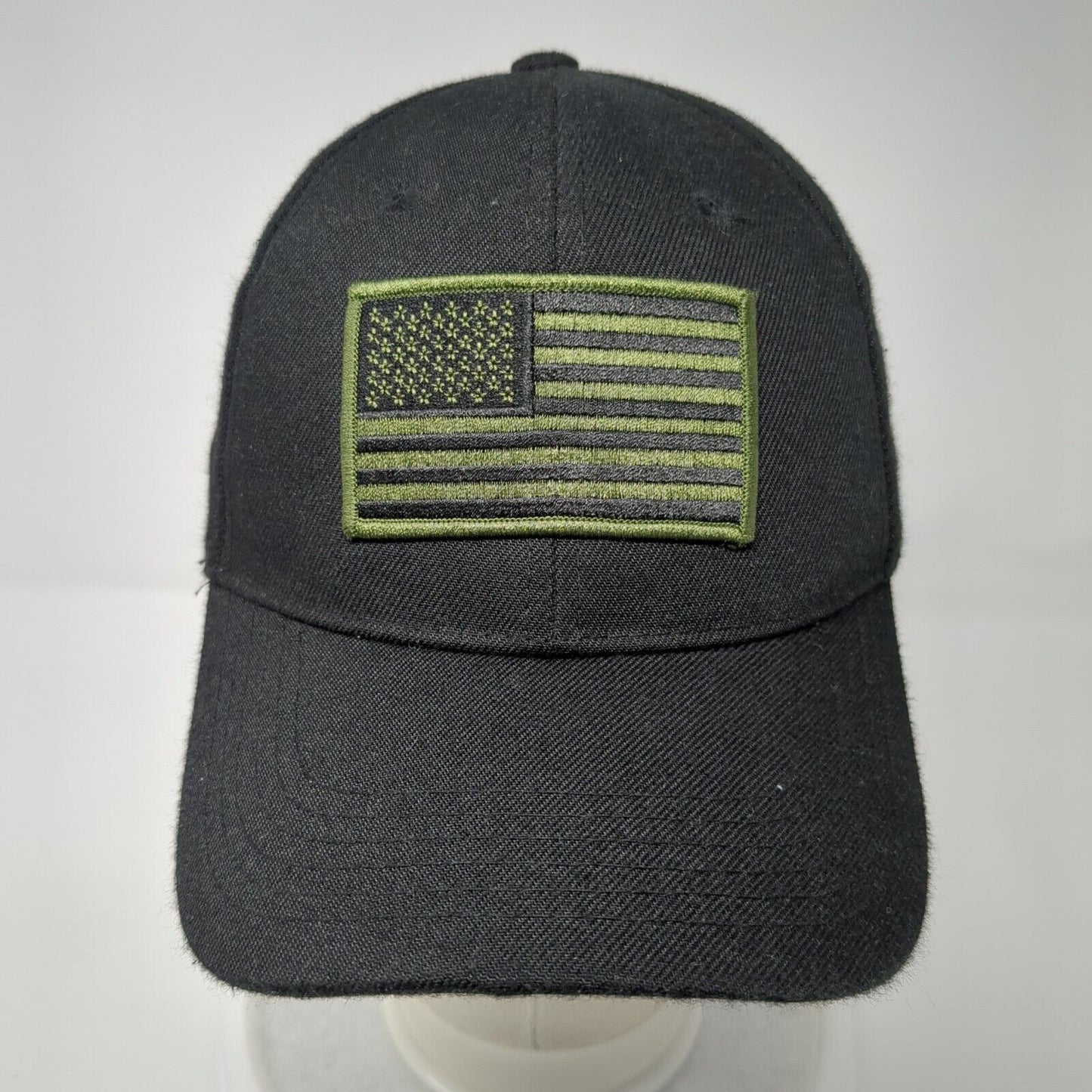 American Flag Strapback Hat Black One Size Patch Adjustable 6 Panel