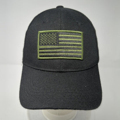 American Flag Strapback Hat Black One Size Patch Adjustable 6 Panel
