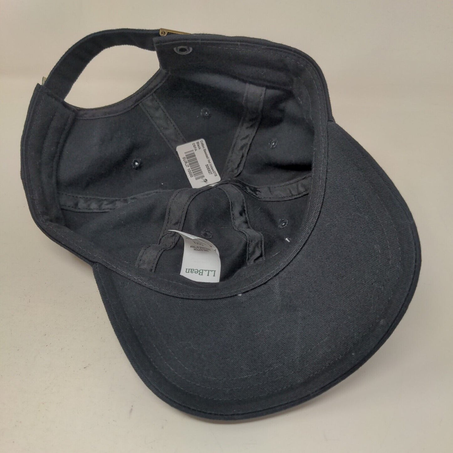 L.L. Bean Men's Terra King Slideback Hat Black OSFA Embroidered Logo Cotton