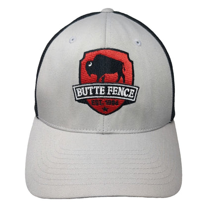Port Authority Baseball Cap Gray M Butte Fence Bison Logo Mesh Back Fitted Hat