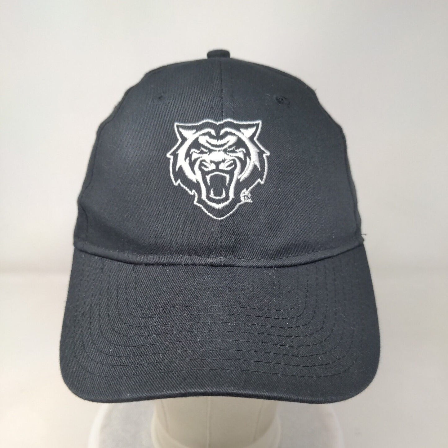 Tiger Strapback Hat Black OSFA Adjustable Embroidered Solid 6 Panel