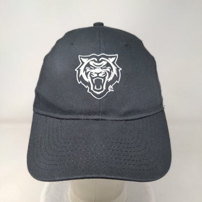 Tiger Strapback Hat Black OSFA Adjustable Embroidered Solid 6 Panel