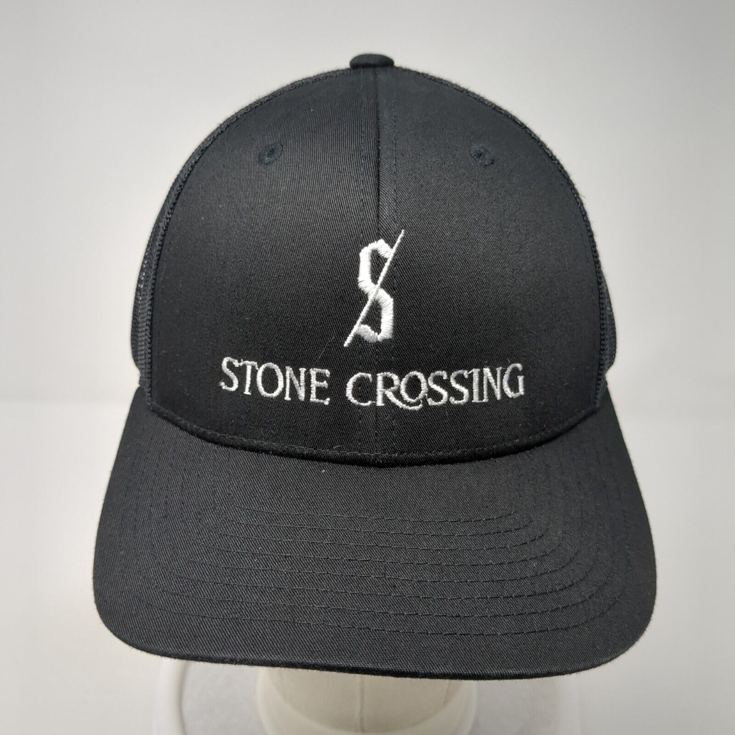 Stone Crossing Snapback Mesh Back Trucker Hat Black One Size Sport-Tek