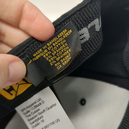 Caterpillar CAT Baseball Cap Black M Flexfit Authentic Workwear White Yellow Hat