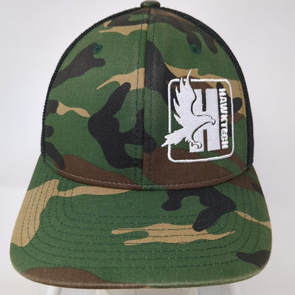 Richardson Baseball Cap Green Black XL Hawktech Logo Patch Camo Mesh Flexfit Hat