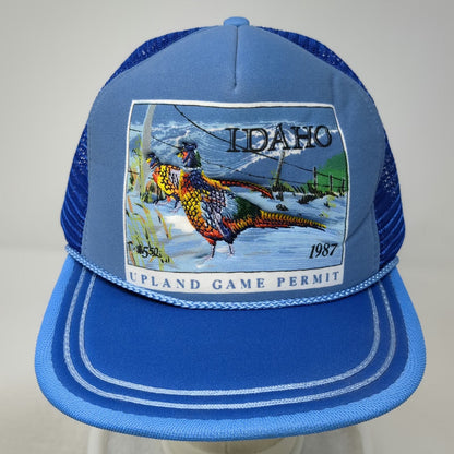 Idaho First Issue Trucker Hat Blue One Size 1987 Pheasant Game Permit Mesh Back