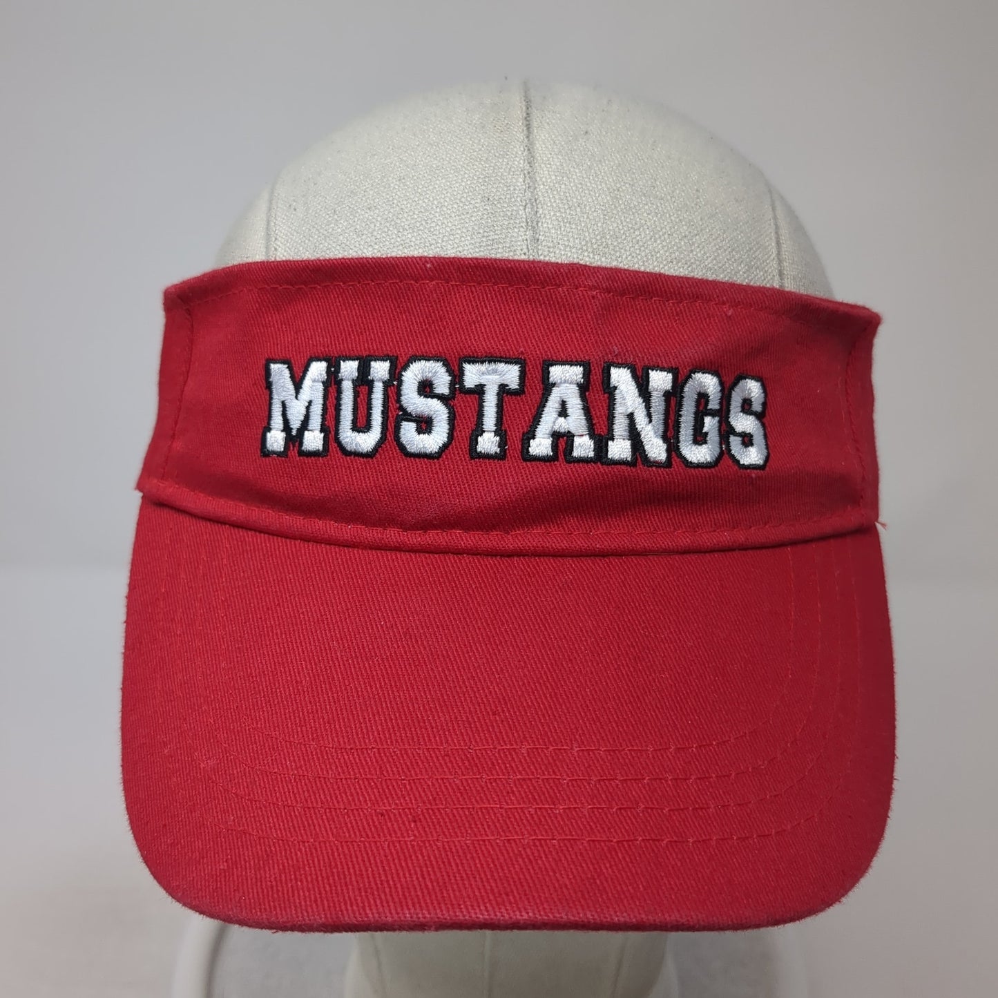 Mustangs Strapback Visor Hat Red One Size Adjustable Embroidered BWM