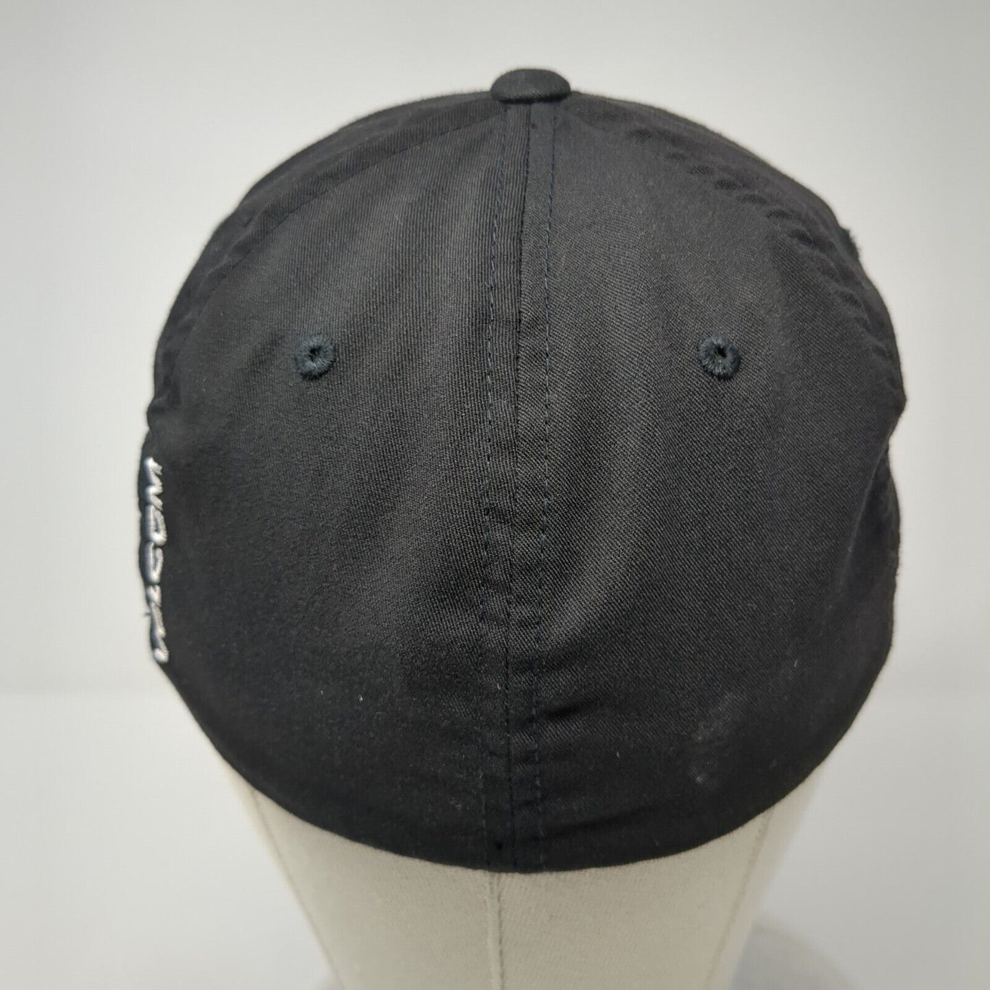 Volcom Fitted Hat Black S/M Embroidered Vented Holes 6 Panel Flexfit