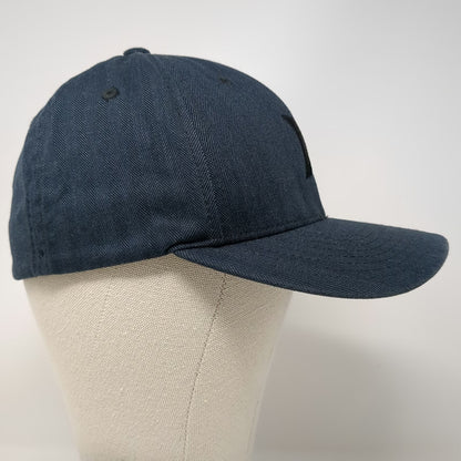 Hurley Baseball Cap Blue M Herringbone Flexfit Embroidered Logo Curved Brim Hat