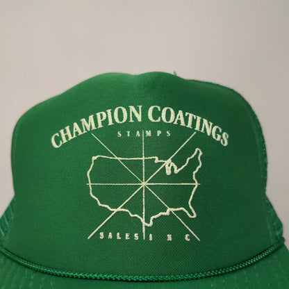 Otto Men's Snapback Mesh Back Trucker Hat Green OSFA Champion Coatings Logo