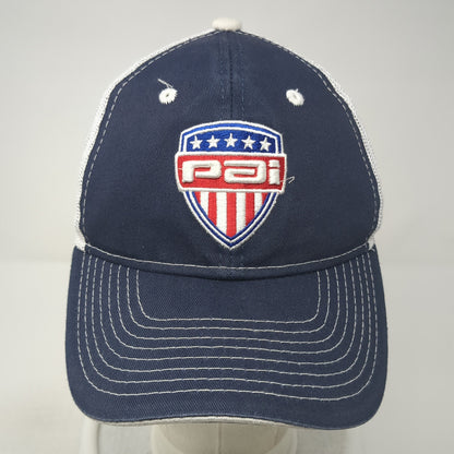 PAI ISO 9001 Certified Trucker Hat Blue One Size Adjustable Patriotic Mesh Back