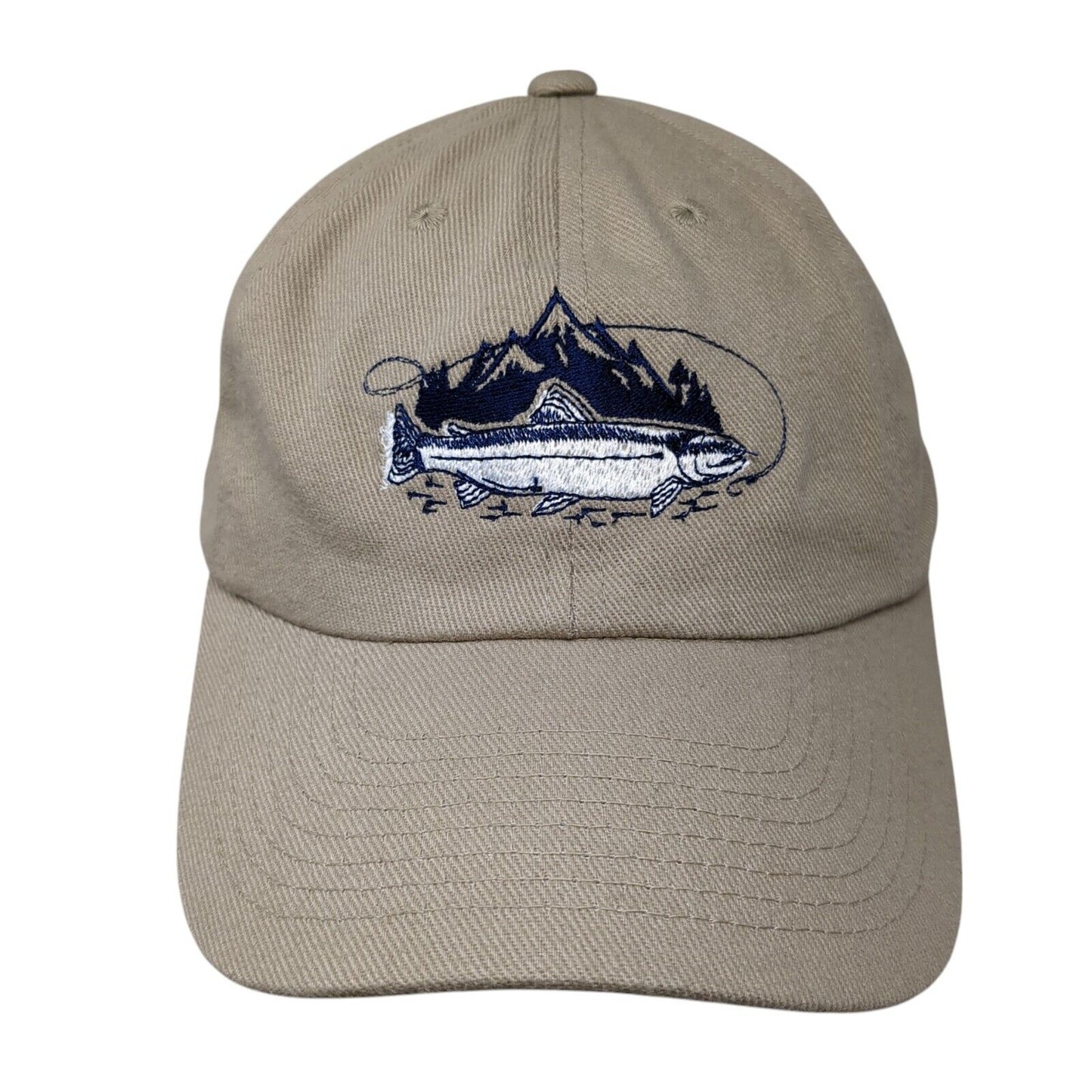 Trout Fish Strapback Hat Tan One Size Adjustable Embroidered 6 Panel Cobra