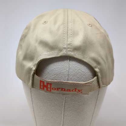 Hornady Strapback Hat Tan OSFA Adjustable Embroidered Vented Holes 6 Panel