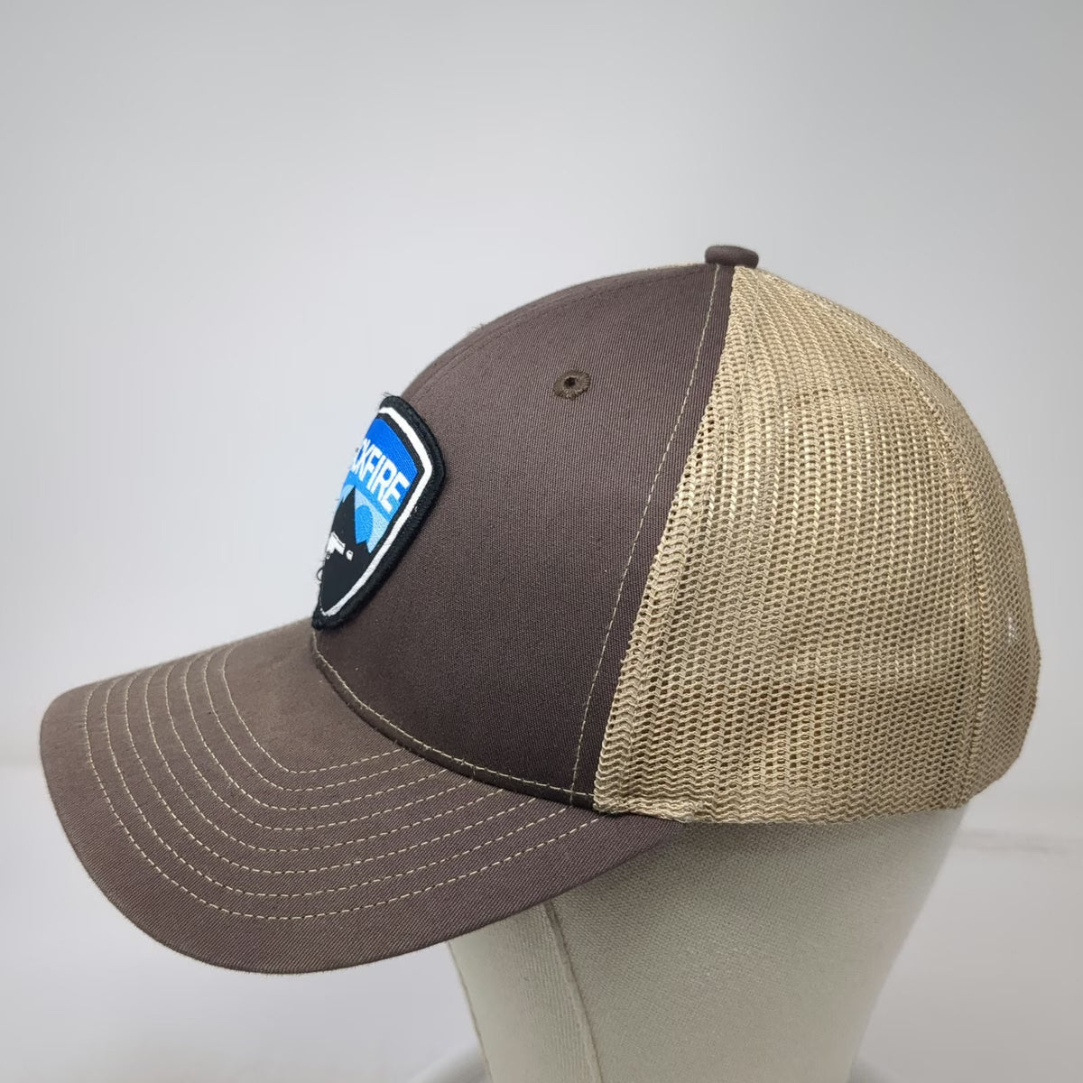 Richardson Trucker Hat Brown One Size Backfire Mountain Pistol Patch Snapback
