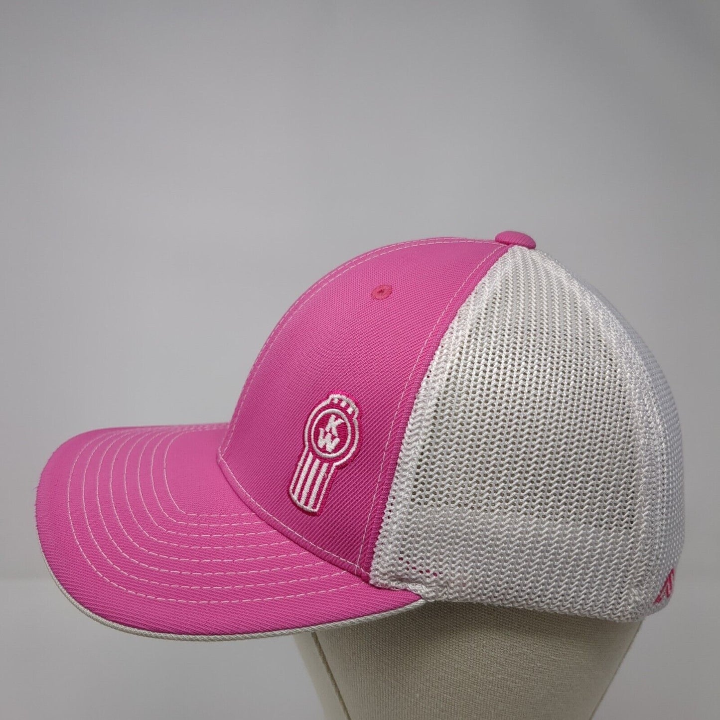 KW Kenworth Fitted Trucker Hat Pink 6 7/8-7 3/8 Adjustable Mesh Pacific Headwear