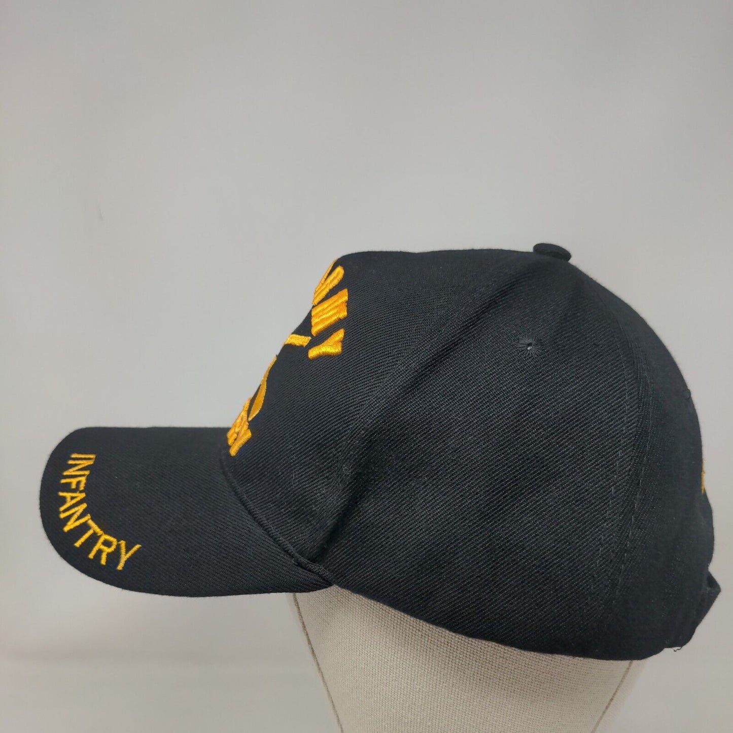 US Army Infantry Strapback Hat Black One Size Adjustable Embroidered 6 Panel