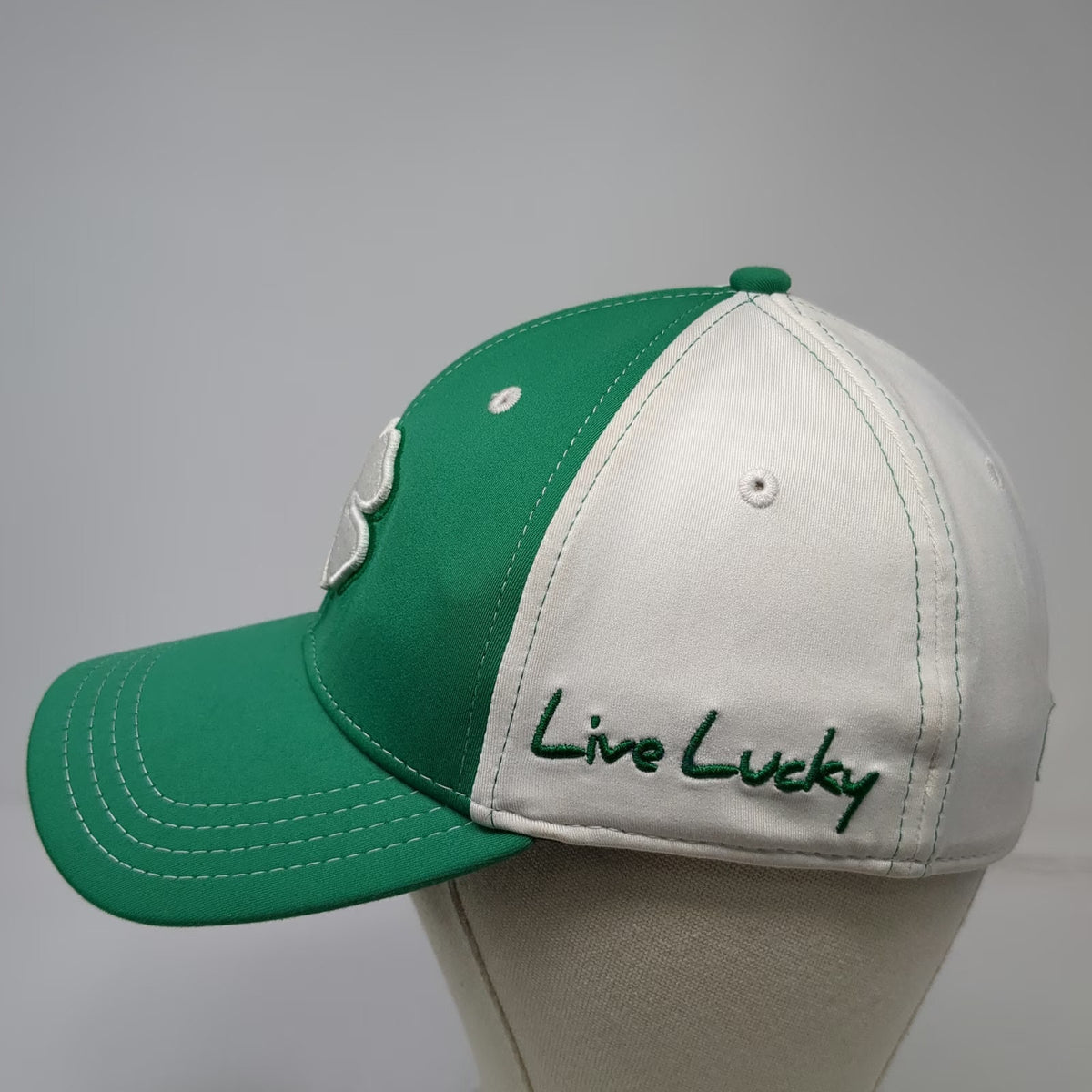 Black Clover Baseball Cap Green White M Live Lucky Clover Stretch Fit Hat