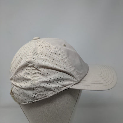 American Needle Strapback Hat Tan One Size Logo Patch Laser Cut Jug Bootlegging