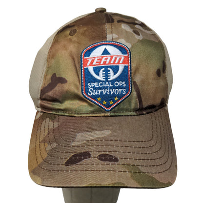 Special Ops Survivors Men's Strapback Hat Tan Camo Polyester Blend Embroidered