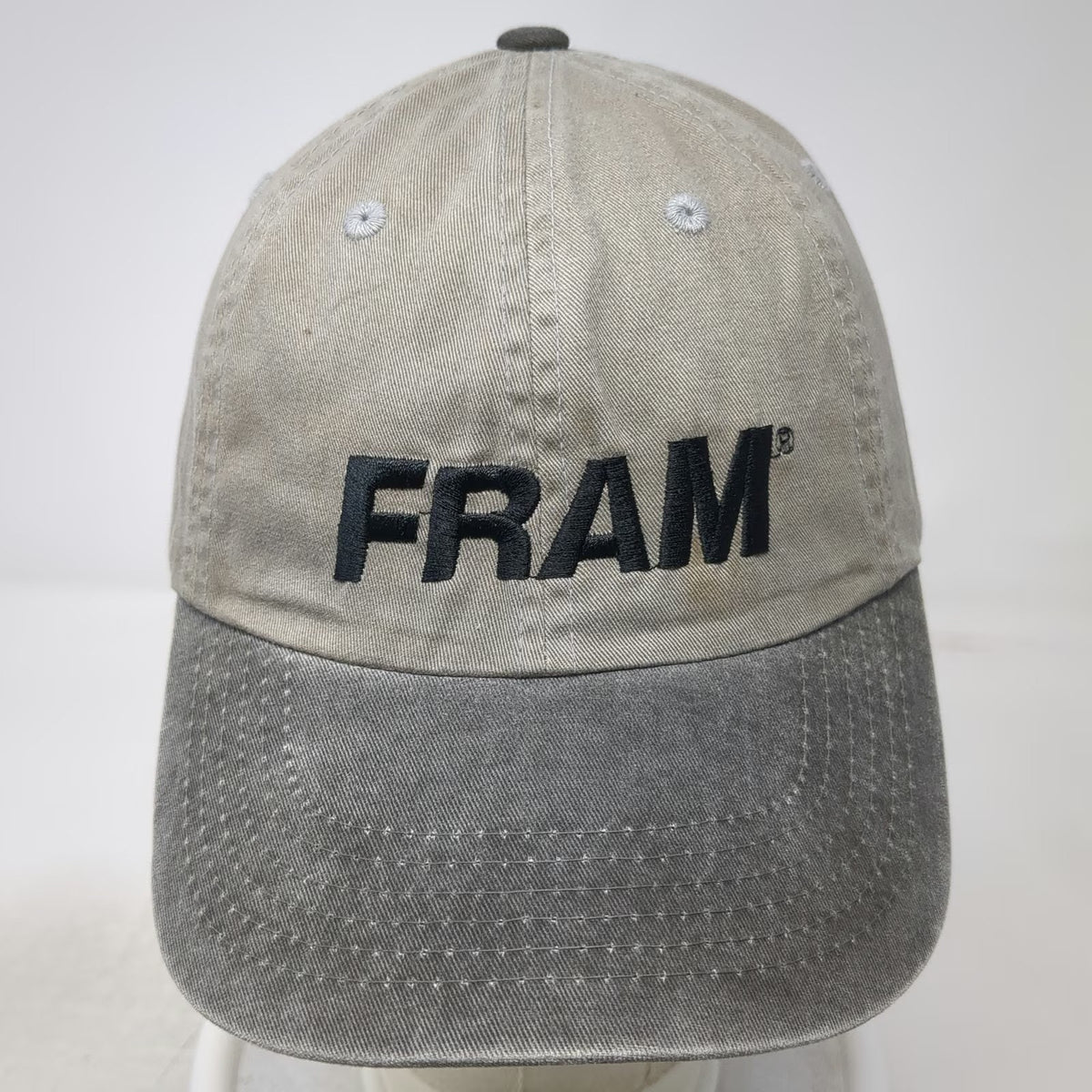 Port Authority Baseball Cap Beige Gray One Size FRAM Two-Tone Embroidered Hat