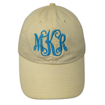 MKR Monogram Baseball Cap Yellow One Size Adjustable Embroidered 6 Panel