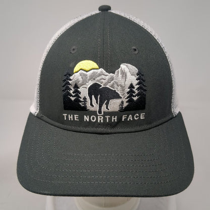 The North Face Trucker Hat Gray White One Size Bear Mountain Snapback Mesh Back