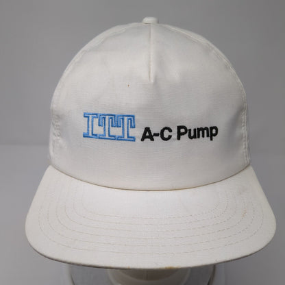 ITT A-C Pump Snapback Hat White One Size Solid Adjustable Embroidered