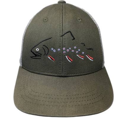 Rep Your Water Trucker Hat Green One Size Trout Fish Mesh Snapback Fishing Cap