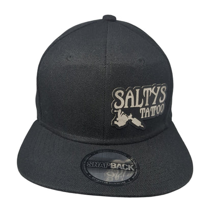Saltys Tattoo Snapback Hat Black One Size Solid Adjustable 6 Panel