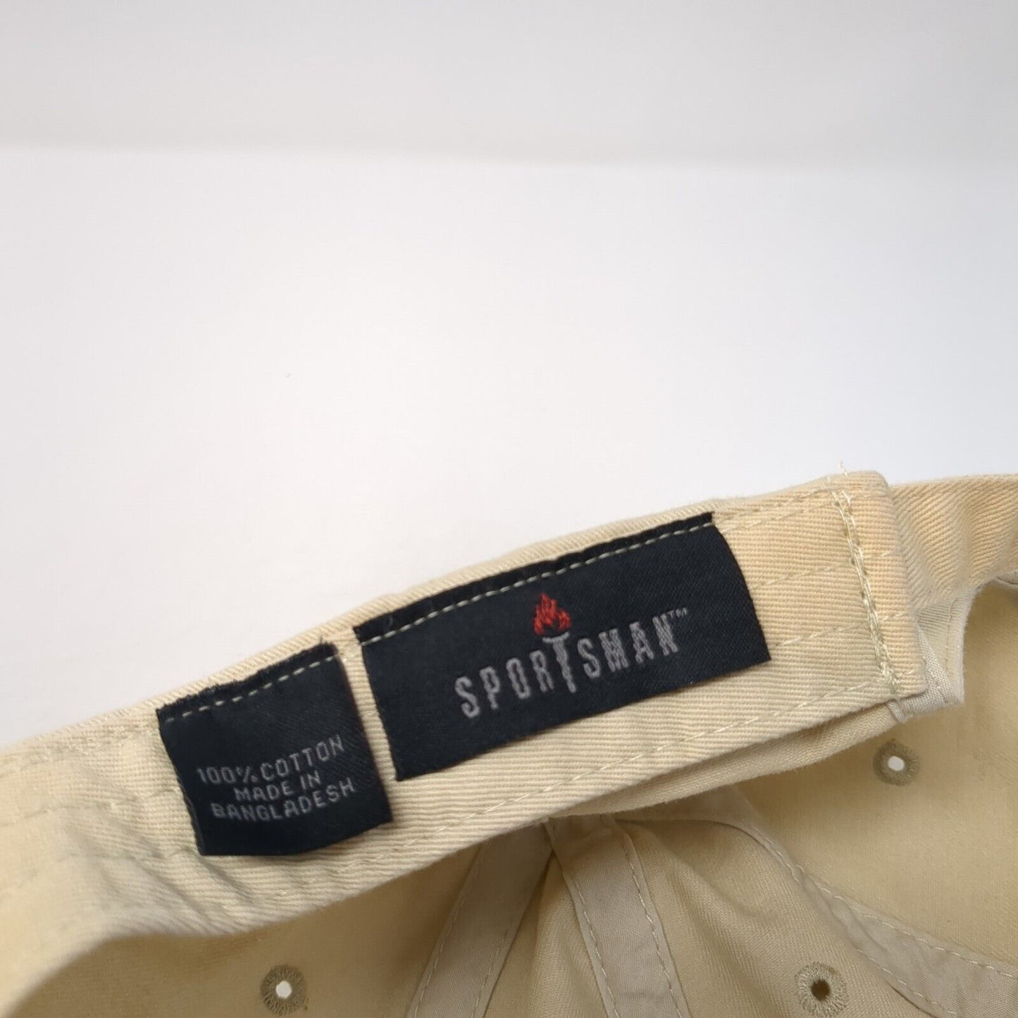 Sportsman Slideback Baseball Cap Beige One Size Adjustable Vented Holes 6 Panel