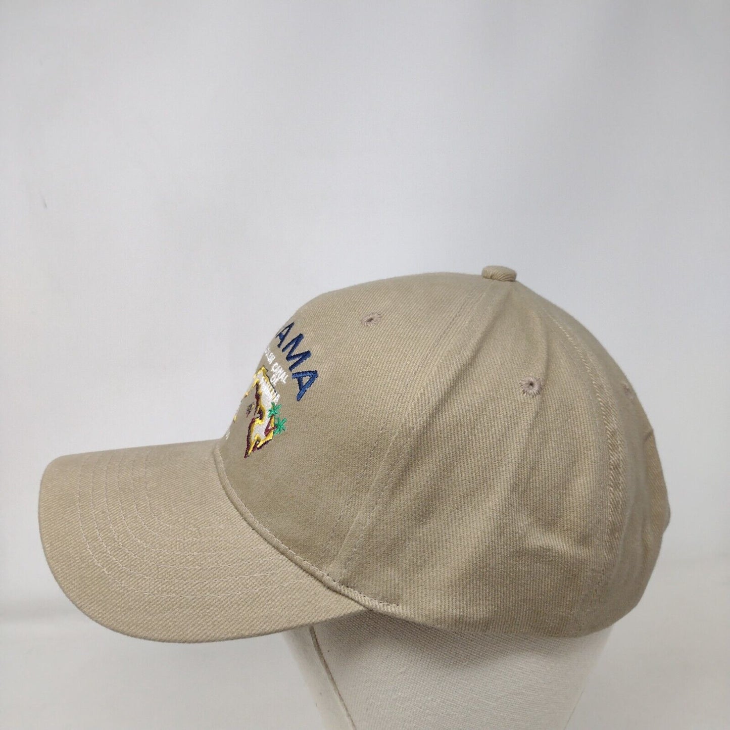 Panama Map Strapback Hat Tan One Size Adjustable Embroidered 6 Panel Unicrese