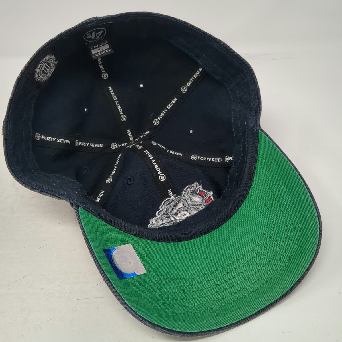 Gonzaga Bulldogs NCAA '47 Baseball Cap Blue XL Fitted Hat Green Under GU Mascot