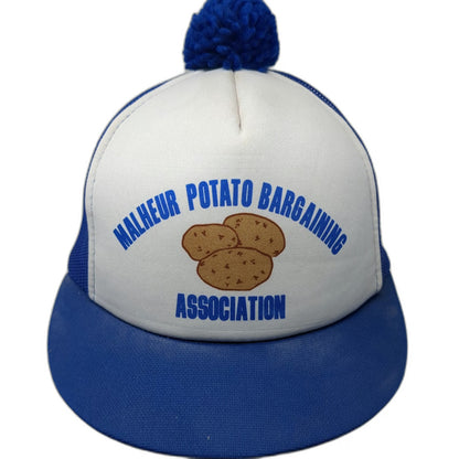 Malheur Potato Bargaining Association Trucker Hat Blue Pom Pom Mesh Vintage