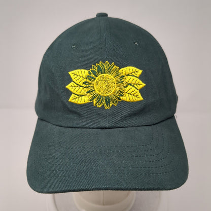 Sunflower Strapback Hat Green One Size Adjustable Embroidered Eco Range Cotton