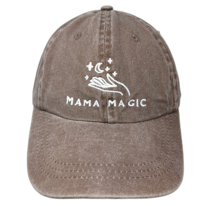 H&C Baseball Cap Hat Brown One Size Mama Magic Moon Stars Graphic Slideback