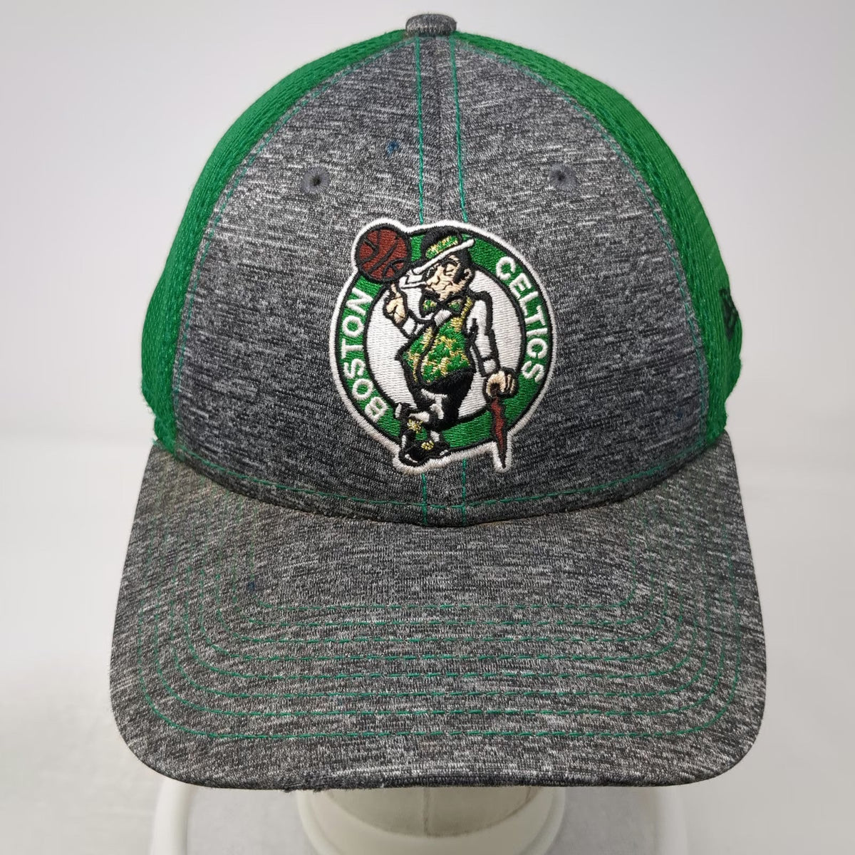 Boston Celtics NBA New Era Cap Gray One Size Mesh Strapback Heathered Hat Logo