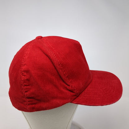 Re Play Snapback Hat Red One Size Adjustable Solid Corduroy Blank