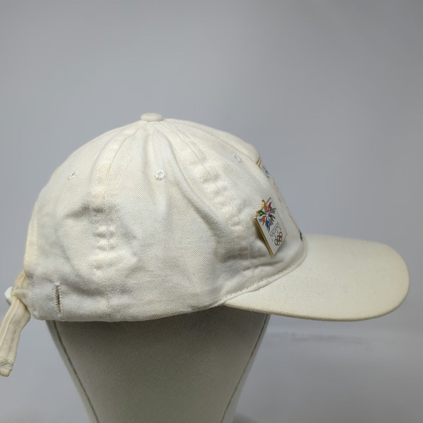 Nagano 1998 Olympics CBS Baseball Cap Beige OS Made in USA Pins Hat Vintage