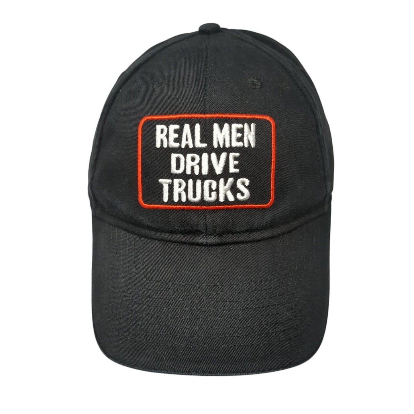 Real Men Drive Trucks Strapback Hat Black OSFA Adjustable Embroidered