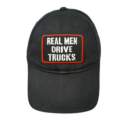 Real Men Drive Trucks Strapback Hat Black OSFA Adjustable Embroidered