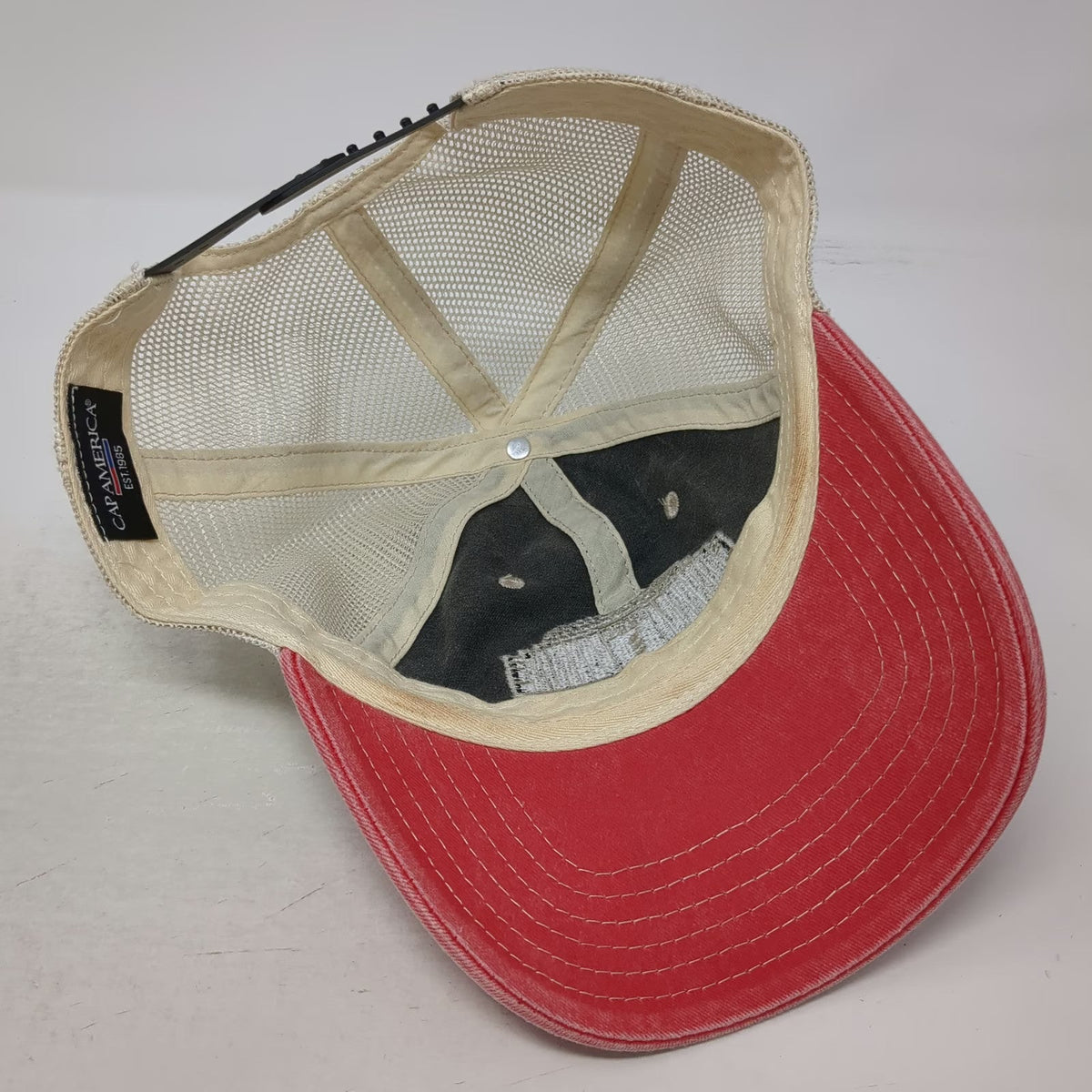 Cap America Trucker Hat Gray Red One Size Ford Rotunda Mesh Snapback hat