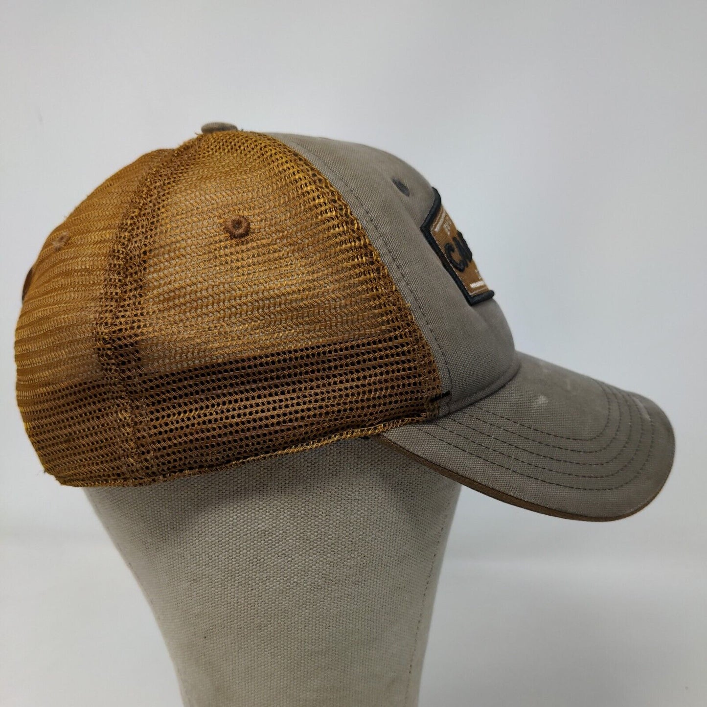 Carhartt Men's Snapback Mesh Back Hat Embroidered Logo Brown Gray Distressed