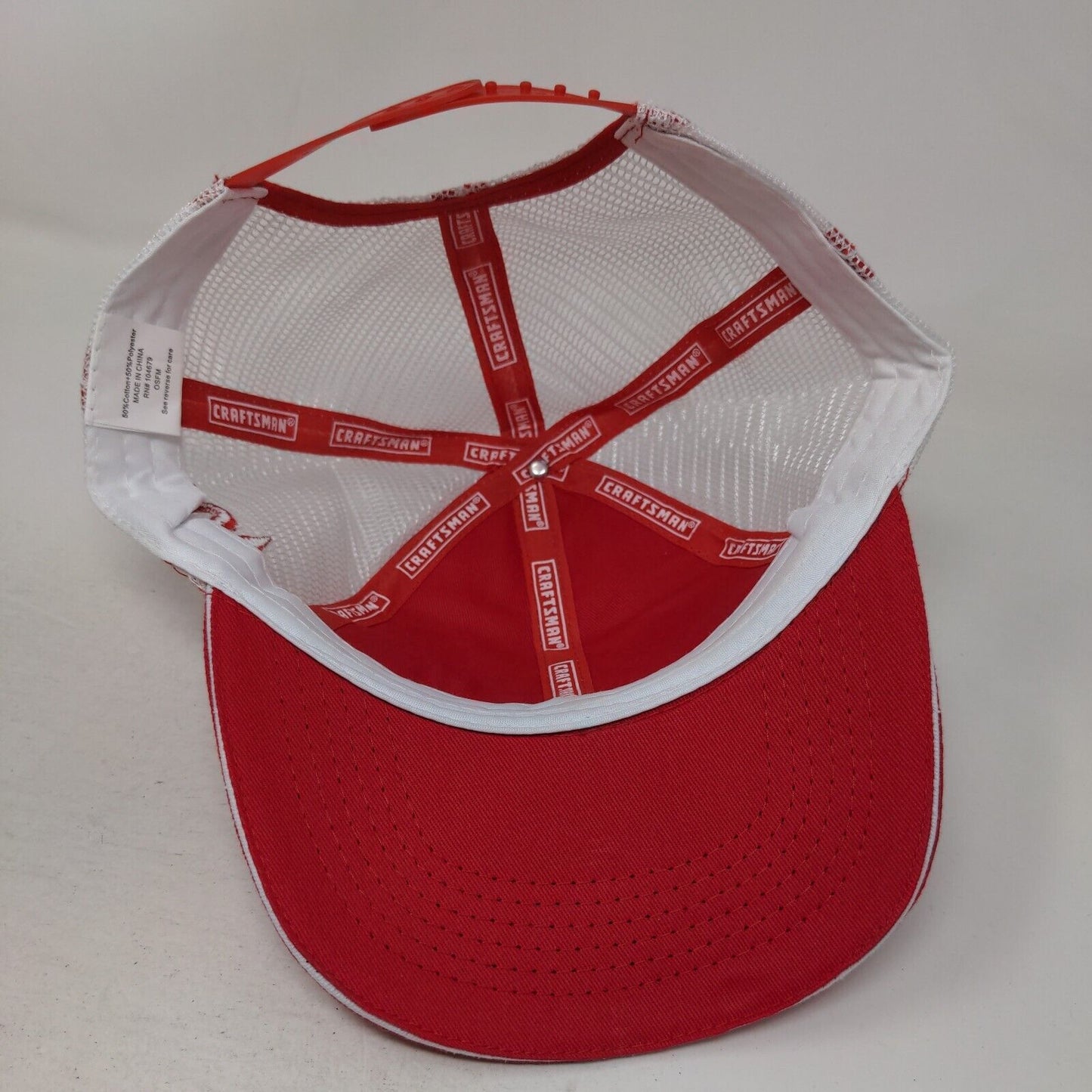 Craftsman ACE Snapback Mesh Back Trucker Hat Red OSFM Embroidered Colorblock