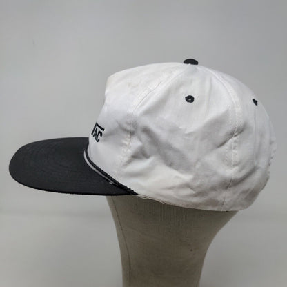 Anvil Men's Snapback Hat White Black Embroidered Trac Vac Logo Vintage