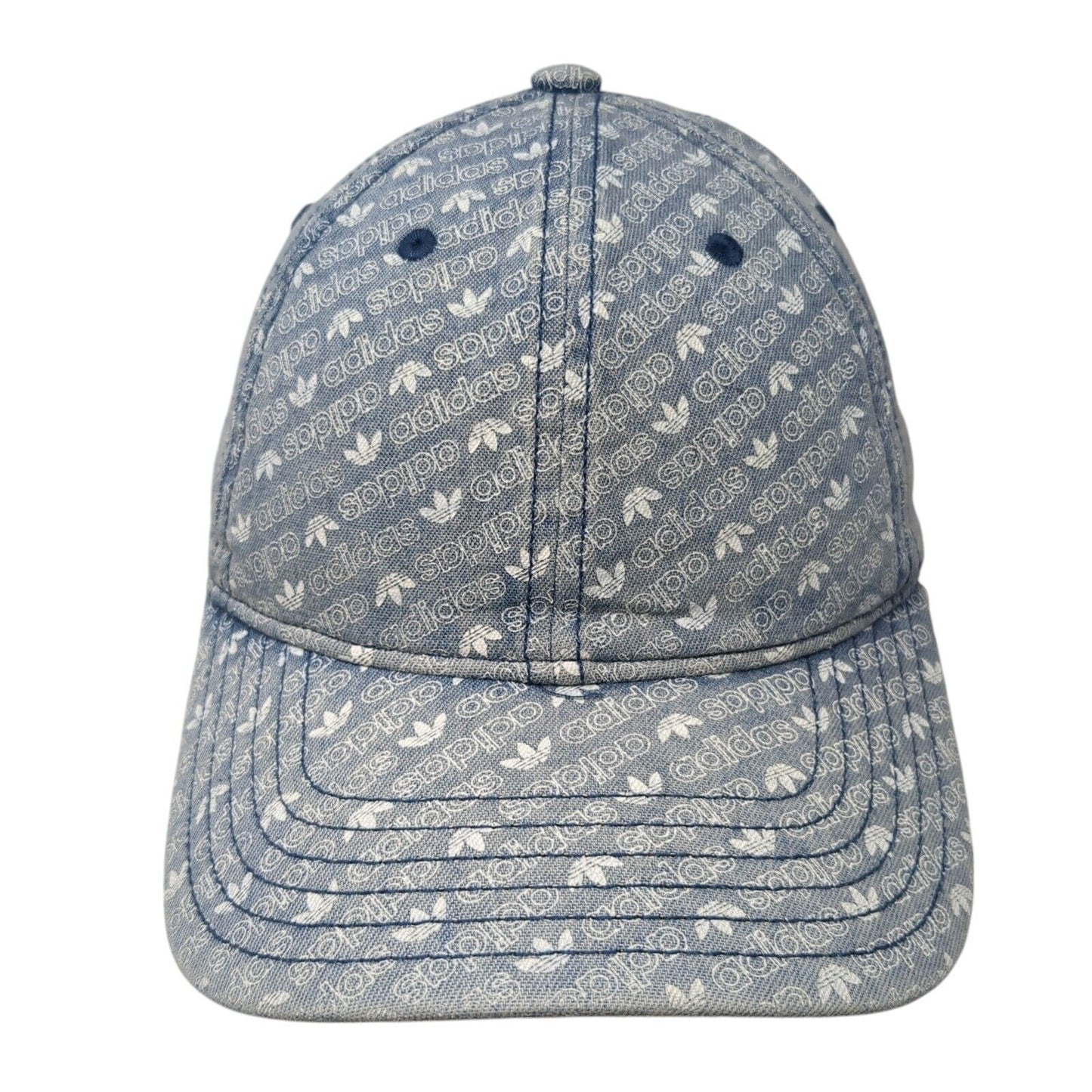 Adidas Slideback Hat Blue One Size Adjustable All Over Print 6 Panel Cotton